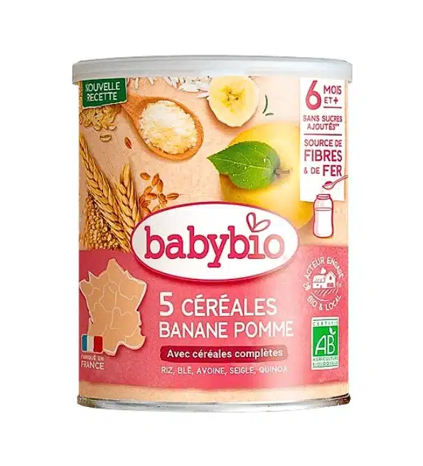 babybio 5 cereales banane pomme 220g.webp babybio 5 cereales banane pomme 220g.webp